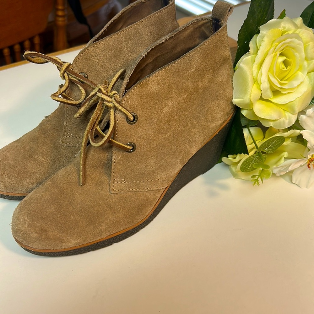 SPERRY Stella Wedge LEATHER Tan Ankle BOOTIES Size 7.5